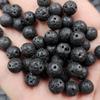 Cuentas redondas de piedra volcánica, cuentas sueltas de jade, cuarzo negro, cuentas irregulares de jade, pulseras, collares, accesorios de joyería, cuentas