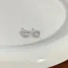 Pendientes de Plata de Ley 925 Chapada en Oro de 18K Microincrustados Circonita Flash Cuadrado Mini Simples Versátiles Elegantes Pendientes Elegantes