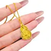 Collar con Colgante de Calabaza Auspiciosa de Latón Chapado en Oro con Diseño de Hielo Triturado CNC, Deslumbrante y Elegante, Sensación de Alta Gama, Para la Buena Suerte y la Prosperidad