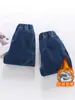 Pantalones vaqueros de retazos para niño, forro polar, estilo coreano, mono de pana casual para niños, para bebés y niños pequeños, calidad de exportación