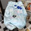 Moletom com Capuz Tie-Dye Estilo Americano da Moda para Mulheres, Solto e Preguiçoso, Retrô Americano, Popular Outono e Inverno 2025, Blusa Pulôver