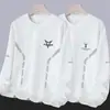 Sudadera de cuello redondo para hombre para primavera y otoño 2025, estilo nuevo para adolescentes, corte holgado, negra, peso pesado, sin capucha, versátil