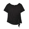 Camiseta Inno Plus Size com Cintura Marcada e Pregas Manga Curta 2026 Verão Nova Pulôver Versátil Estiloso Top 254856