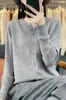 Cárdigan Mujer Otoño Invierno Nuevo Abrigo de Lana Estilo Corto Holgado Elegante Camisa de Manga Larga Negro Talla Única Blanco Gris