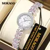 Pulsera Mokago de Aleación Nueva Reloj de Cola de Pez Colorida Madreperla para Mujer Resistente al Agua Diamante Luz de Lujo Reloj de Cuarzo