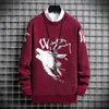 Suéter de mohair masculino outono e inverno 2021 suéter padrão de cabeça de lobo camisa base masculina 9825