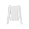 Camisa Base Sexy Slim-Fit Estilo Americano Feminina Spice Girls Apertada Elástica Manga Longa Gola Camisa Cor Sólida Simples Top Camiseta