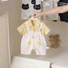 Overol Casual de Verano para Bebé Falso de Dos Piezas Ropa para Gatear para Lactantes y Niños Pequeños Mono Delgado de Dibujos Animados Lindo a Cuadros