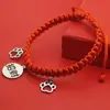 Collar de Gato, Collar Grabado de Gato y Perro, Etiqueta Anti-Pérdida para Perros, Cuerda Roja de la Suerte, Decoración para Mascotas, Collar de Año Nuevo