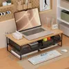 Soporte para computadora de estilo cajón con rejilla de hierro forjado, estante de almacenamiento universal para escritorio para laptops, organizador de escritorio de oficina