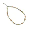 Nuevo Collar de Piedra Natural Multicolor Estilo Chino Cadena de Clavícula con Cuentas de Colores Estilo Bohemio Collar Apilado Cadena para Suéter para Mujeres