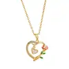 Collar de Corazón de Rosa para Mujer, Joyería que no se decolora, Cadena para Clavícula Versátil, Estilo Ins, Cadena para Clavícula de Nicho de Gama Alta al por Mayor