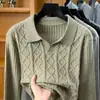 Camisa Polo Masculina de Manga Longa Outono Inverno Nova Simples Popular Versátil Gola Lapela Tricô Camiseta Gola Seagull Suéter