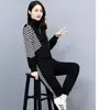 Conjunto de Dos Piezas para Mujer Talla Grande Estilo Coreano a Cuadros Manga Larga Cuello Alto Deportivo Casual Primavera y Otoño 2026 para Exportación