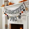 Suministro Especial para Halloween Transfronterizo Letras de Fieltro Escoba Pompones Festival de Fantasmas Red de Araña Banderín de Tirar Decoración de Chimenea OEM Dropshipping