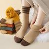 Calcetines Rayados Gruesos de Otoño e Invierno para Mujer, de Media Pantorrilla, Forrados de Felpa, Cálidos, Calcetines Retro para Mujer, Venta al por Mayor Fabricante de Calcetines Zhuji
