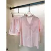 Pijama rosa de alta gama estilo dulce con ribete de encaje para mujer, conjunto de verano de manga corta y shorts, ropa cómoda para casa que se puede usar en el exterior