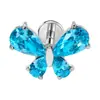 Pendientes de Aleación de Titanio F136 Forma de Gota de Agua Mariposa Zirconia Labret con Rosca Interna Joyería para Piercings de Titanio G23 Pendientes Deslumbrantes