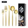 Vajilla de acero inoxidable portuguesa transfronteriza Cubiertos occidentales para bistec tenedor cuchara cuchara de postre Tenedor Juego de caja de regalo de 20 30 piezas