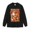 Camiseta Manga Curta Estampada Lavada Textura Retro Desgastada Streetwear Americano Oversized Ombro Caído Gola Redonda Pulôver Manga Curta