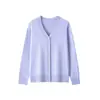 Cárdigan de punto ligero con cuello en V y manga larga para mujer, 100% lana peinada de alta cuenta, ultra fino y antipelusa, nuevo para otoño e invierno 2026