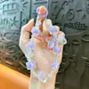 Corrente para chaveiro de celular com pingente de laço transparente e contas, pingente fofo para bolsa, chaveiro de carro, presente, atacado