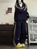Conjunto Deportivo Estilo Retro Universitario para Mujer Moda Primavera y Otoño Holgado Estilo Coreano Sudadera de Estudiante Conjunto Casual de Dos Piezas para Correr