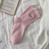 Meias de Lã Australiana Bordadas com Animais de Desenho Animado para Mulheres, Meias de Cano Médio Estilo Coreano, Espessadas para o Inverno, Meias Quentes para Dormir, Meias Fofas