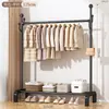 Novo modelo de cabide de chão para quarto, uso doméstico, cabide de chão interno com hastes duplas, cabide de roupas móvel montado na lateral para varanda