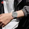 Reloj Octogonal OFNS Moda Personalidad Fecha Viaje de Negocios Reloj de Pulsera Delgado Negocios Dominante Reloj de Cuarzo para Hombre Resistente al Agua