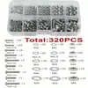 Kit Combinado de Parafusos com Cabeça Redonda Phillips, Porcas e Arruelas em Caixa 320 Peças M2M2.5M3M4M5
