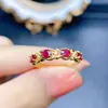 Anillo Popular de Rubí Natural al por Mayor de Fábrica Plata S925 Incrustado Piedra Principal 3*4 Joyería de Lujo Venta Directa de Fábrica