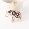 Chaveiro de Elefante com Diamantes Coloridos em Liga de Animal para Mulheres, Pingente de Bolsa de Carro, Argola de Chaveiro, Presentes Criativos Europeus e Americanos Transfronteiriços