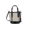 Bolso Cubo Pequeño de Lona Texturizada con Nicho de Color Contrastante para Mujer 2025 Nuevo Bolso Cruzado Satchel de Hombro Casual a la Moda