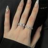 Nuevo Anillo Abierto de Cadena Cubana Incrustado con Circonita y Diamantes Completos Anillo de Lujo Ligero de Alto Nivel Diseño de Nicho Anillo Apilable