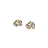 Brincos de Clipe de Orelha com Borda Exquisita de Flor de Íris para Piercing na Orelha, Brincos Vintage Super Brilhantes Doces e Descolados, Acessórios de Orelha Argola Cruzada de Alta Qualidade
