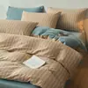 Juego de ropa de cama de cuatro piezas estilo pastoral con estampado floral de gasa de doble capa de algodón puro sábana de algodón con estampado de dibujos animados funda de edredón se puede dormir en ropa interior ropa de cama