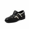 Sapatos de couro de couro de cor-bloco de borla esculpida Brock britânica 2024 Sapatos de camada única de couro de salto baixo grosso 42 plus size