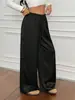 Pantalones de pierna ancha de satén de alta cintura adelgazantes holgados casuales para el trabajo, de estilo europeo y americano, para el verano y otoño de 2026