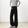 Calças casuais de algodão lavado estilo americano para homens, jeans de verão com corte justo para high street, calças retas largas e soltas da moda