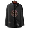 Traje de Inverno Masculino Tradicional Chinês com Forro de Lã, Conjunto de Jaqueta de Algodão Engrossada para Meia-Idade e Idosos, Jaqueta de Pai, Casaco de Algodão, Roupa Externa para Idosos