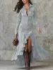Vestido Popular Europeo y Americano Transfronterizo Delgado con Cremallera Cuello Alto Abertura Larga Estación Independiente de Amazon Otoño e Invierno 2025
