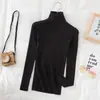 Suéter de cuello alto ajustado, top de punto, jersey de manga larga, color liso, forro interior, nuevo 2025, suéter explosivo para mujer, otoño e invierno