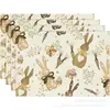 2026 Venta Caliente Transfronteriza Mantel de Pascua Tela Lino Estampado Huevo de Pascua Conejo Mantel Individual Mesa Mantel Individual Aislante