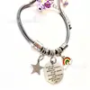 Pulsera Redonda de Acero Inoxidable Transfronteriza Europea y Americana Colgante de Amor Personalizado de Moda Pulsera Arcoíris Llavero de Regalo Joyería