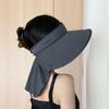 Sombrero de Verano con Protección Solar para Mujer, Viaje, Sencillo, Combinable, a la Moda, Extra Grande, Cubre Toda la Cara, Seda de Hielo, Sombrero de Copa Vacía