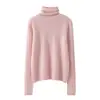 Suéter de punto nuevo otoño e invierno con cuello alto jacquard, jersey para mujer 100% cachemira pura, suéter cálido de manga larga color liso