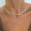 Collar de Cadena Retorcida de Metal Multicapa Tendencia de Moda en Joyería Transfronteriza Europea y Americana Cadena Plana Apilada Cadena de Lentejuelas Cadena para Clavícula para Mujer