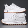 2025 Novo Inverno Masculino Veludo Quente Estilo Esportivo Casual Sapatos de Couro para Homens Jovens Versátil Solado Grosso Sapatos Brancos Trbottomy