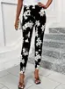 En Stock Estación Independiente Venta Caliente Transfronteriza Popular Nuevo Pantalones Casuales Estampados Finos para Mujer Leggings